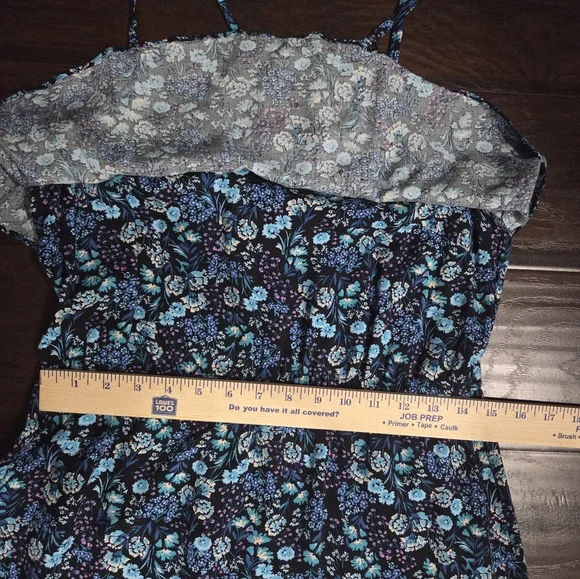 Lauren Conrad Floral Blue Maxi Dress Size L - Picture 13 of 14